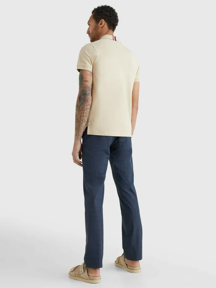 Tommy Hilfiger Signature Logo Slim Fit Polo Clayed Pebble Mens Polo Shirts Cheap On Sale