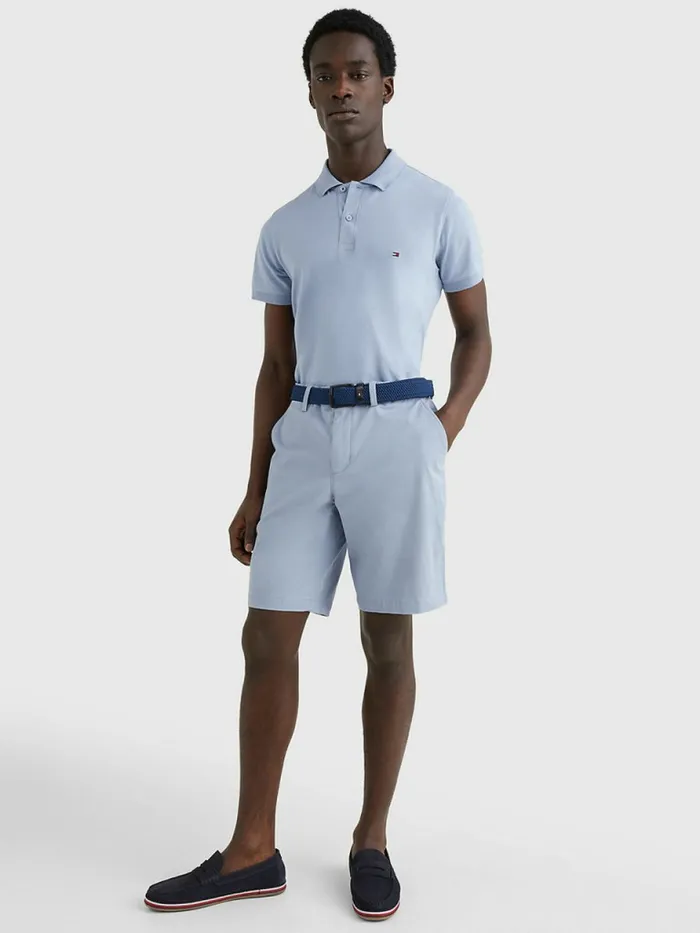 Tommy Hilfiger Signature Logo Slim Fit Polo Daybreak Blue Mens Polo Shirts For Sale