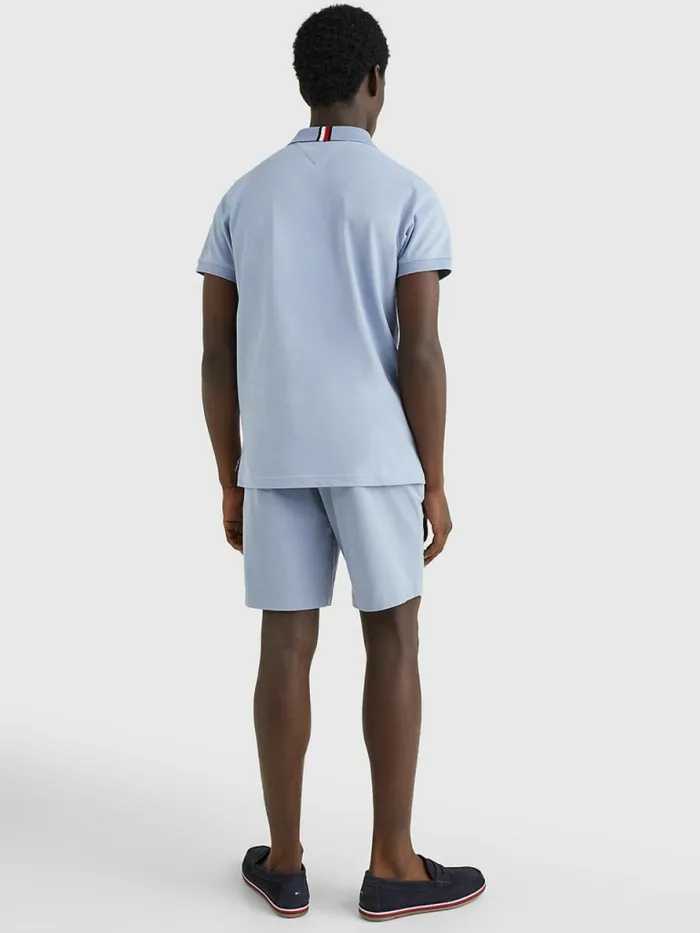 Tommy Hilfiger Signature Logo Slim Fit Polo Daybreak Blue Mens Polo Shirts For Sale