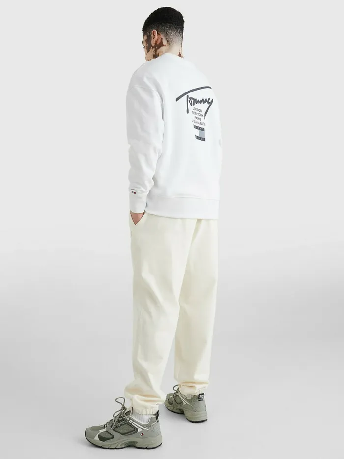 Tommy Hilfiger Signature Logo Sweatshirt White Mens Sweatshirts and Hoodies Sale