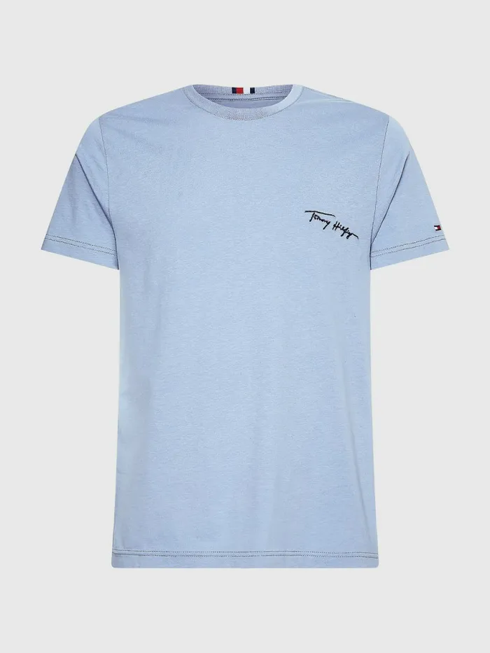 Tommy Hilfiger Signature Logo TShirt Daybreak Blue Mens TShirts Gift 4 You