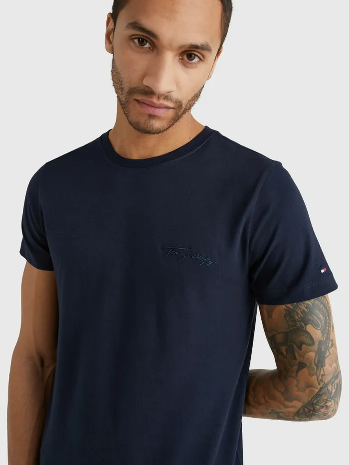 Tommy Hilfiger Signature Logo TShirt Desert Sky Mens TShirts Near Me