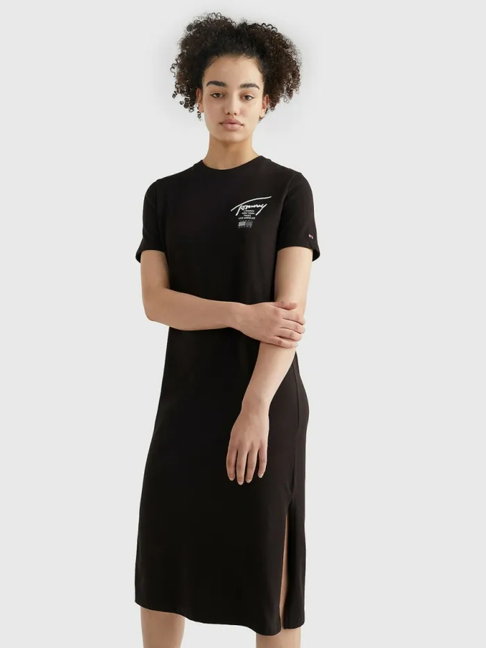 Tommy Hilfiger Signature Logo TShirt Dress Black Womens Dresses and Jumpsuits Gift for Friend Tommy Hilfiger Signature Logo TShirt Dress Black Womens Dresses and Jumpsuits Gift for Friend