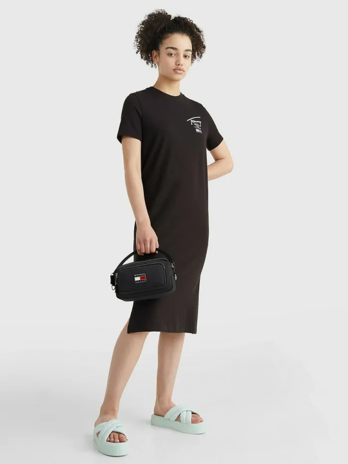 Tommy Hilfiger Signature Logo TShirt Dress Black Womens Dresses and Jumpsuits Gift for Friend