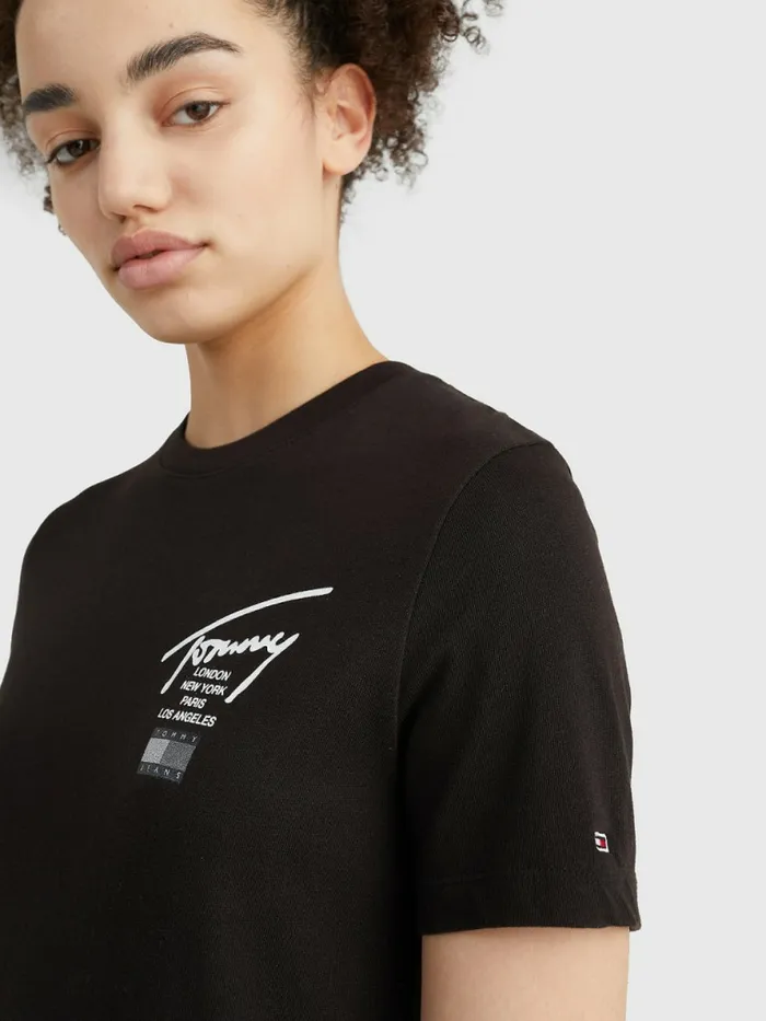 Tommy Hilfiger Signature Logo TShirt Dress Black Womens Dresses and Jumpsuits Gift for Friend