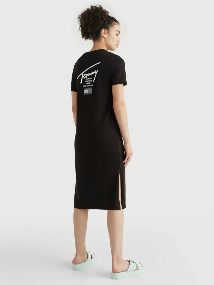 Tommy Hilfiger Signature Logo TShirt Dress Black Womens Dresses and Jumpsuits Gift for Friend