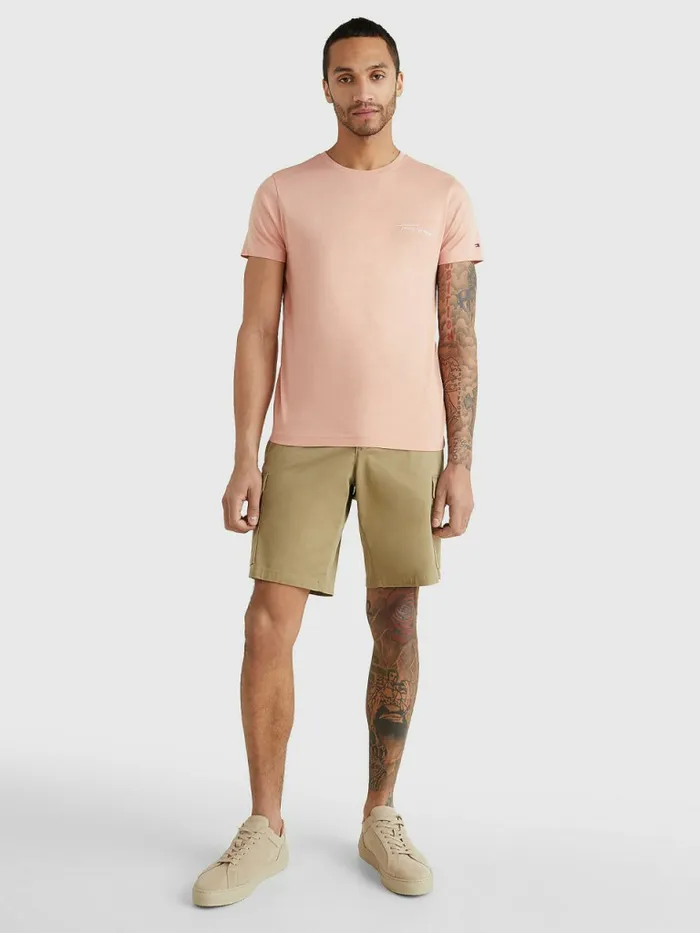 Tommy Hilfiger Signature Logo TShirt Guava Mens TShirts Fashion