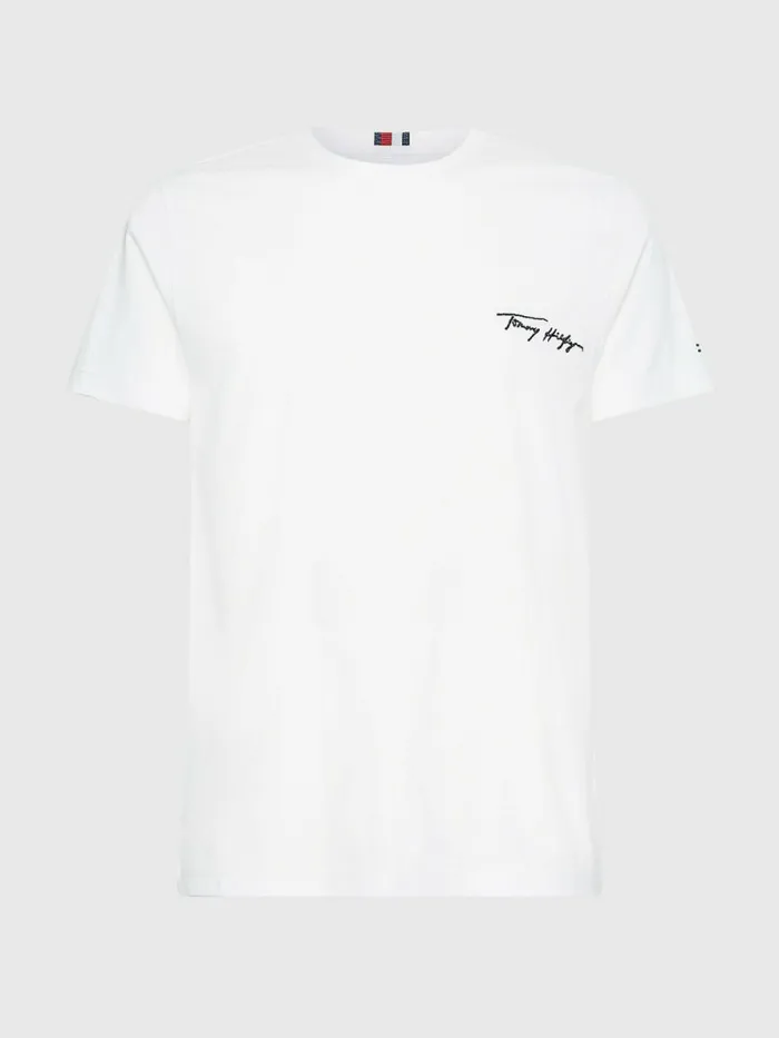Tommy Hilfiger Signature Logo TShirt White Mens TShirts Casaul