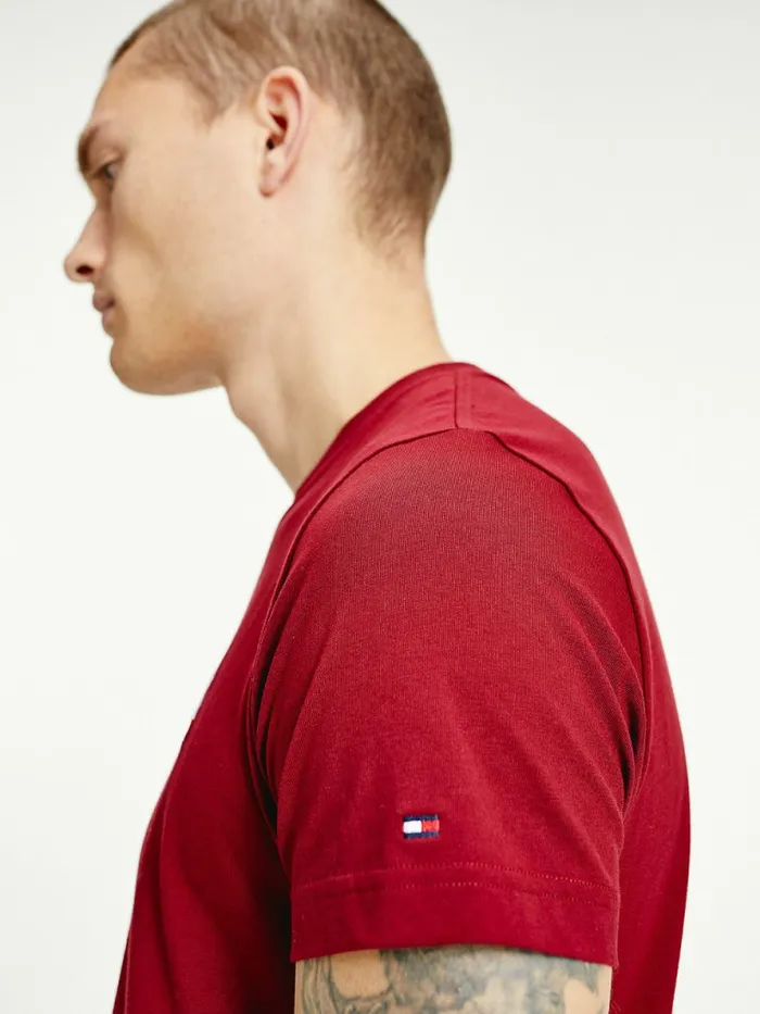 Tommy Hilfiger Signature Organic Cotton Graphic Logo TShirt Rouge Mens TShirts Casaul