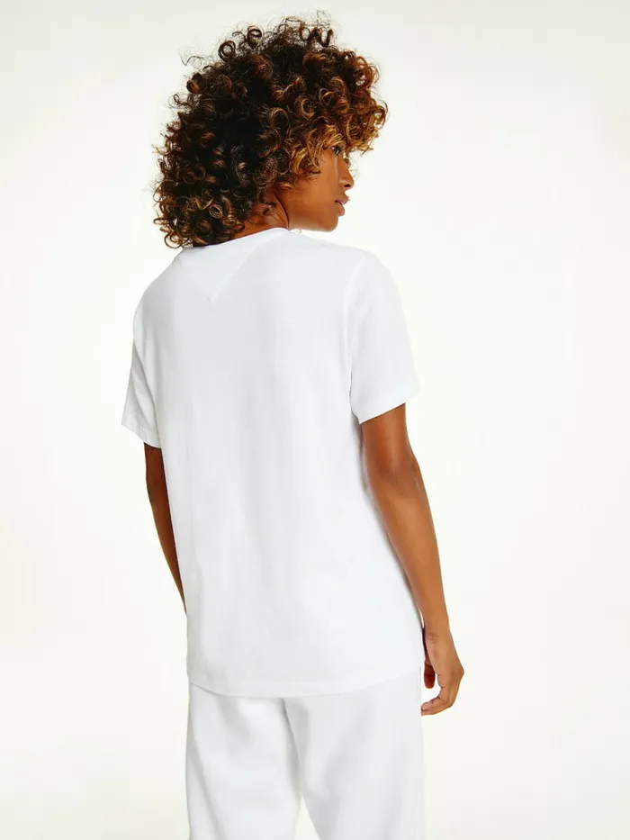 Tommy Hilfiger Signature Recycled Cotton Relaxed TShirt White Womens TShirts For Sale