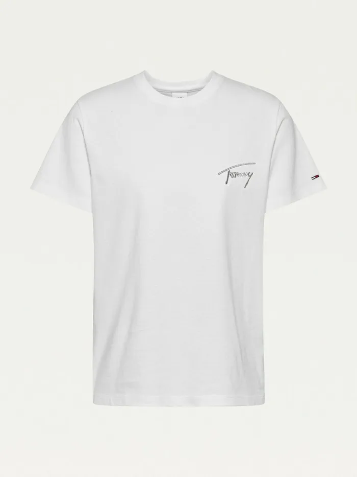 Tommy Hilfiger Signature Recycled Cotton Relaxed TShirt White Womens TShirts For Sale