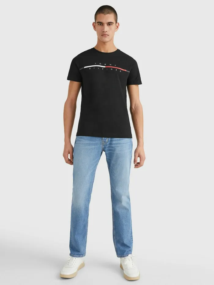 Tommy Hilfiger Signature Split Logo TShirt Black Mens TShirts Gift 4 You