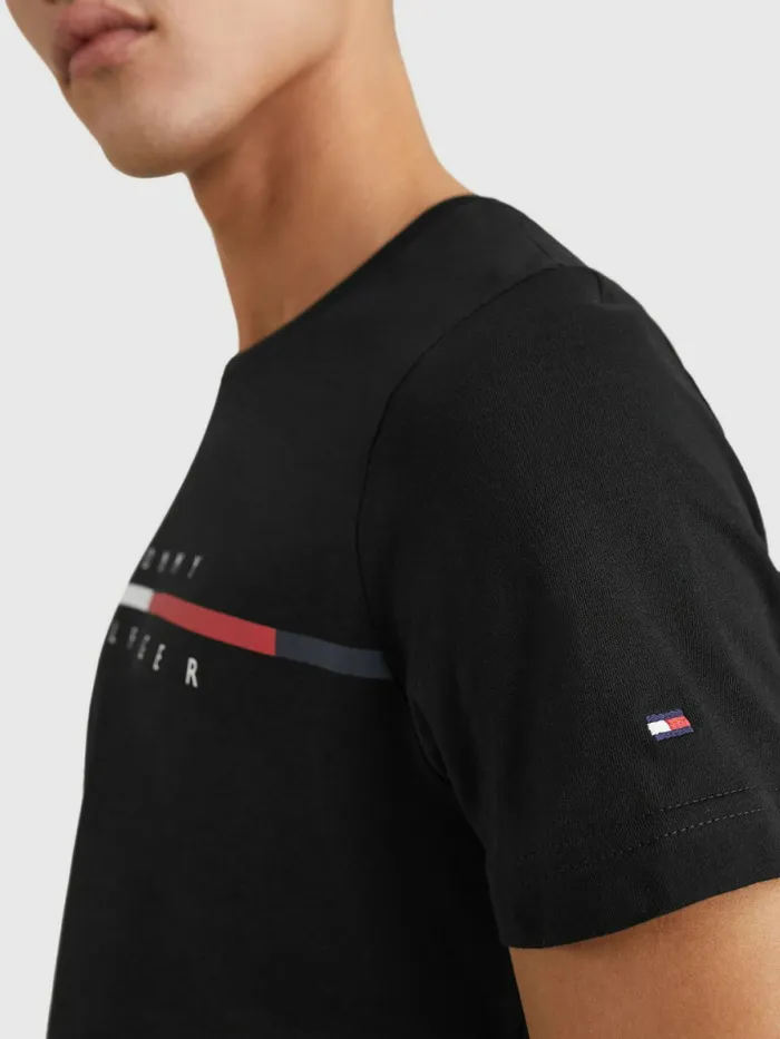 Tommy Hilfiger Signature Split Logo TShirt Black Mens TShirts Gift 4 You