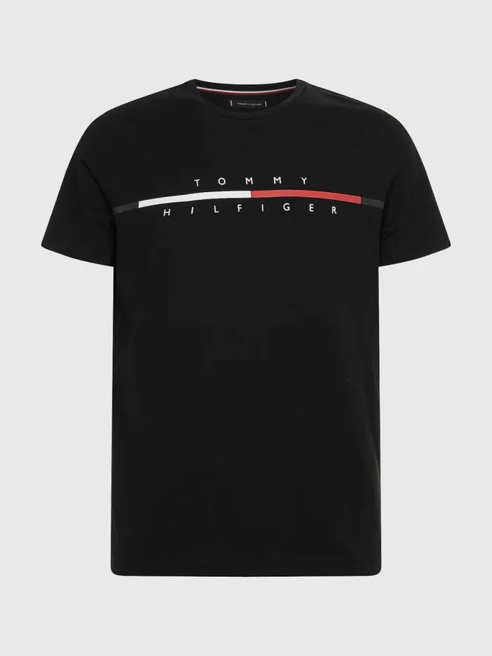 Tommy Hilfiger Signature Split Logo TShirt Black Mens TShirts Gift 4 You