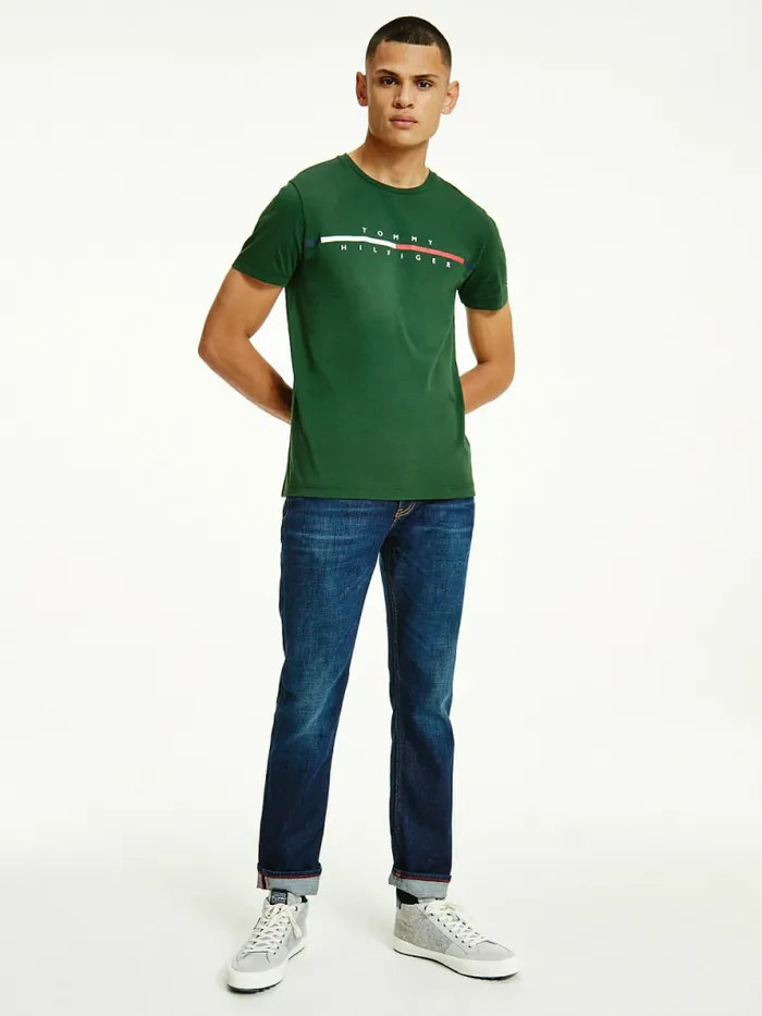 Tommy Hilfiger Signature Split Logo TShirt National Forest Mens TShirts Fashion Tommy Hilfiger Signature Split Logo TShirt National Forest Mens TShirts Fashion