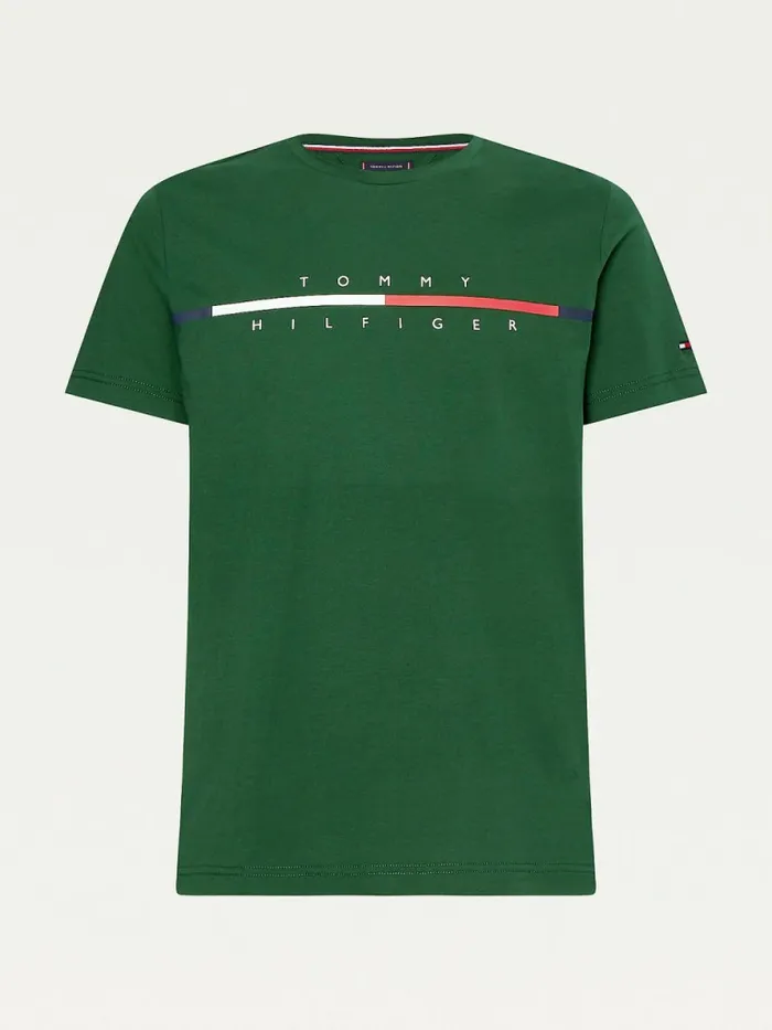 Tommy Hilfiger Signature Split Logo TShirt National Forest Mens TShirts Fashion