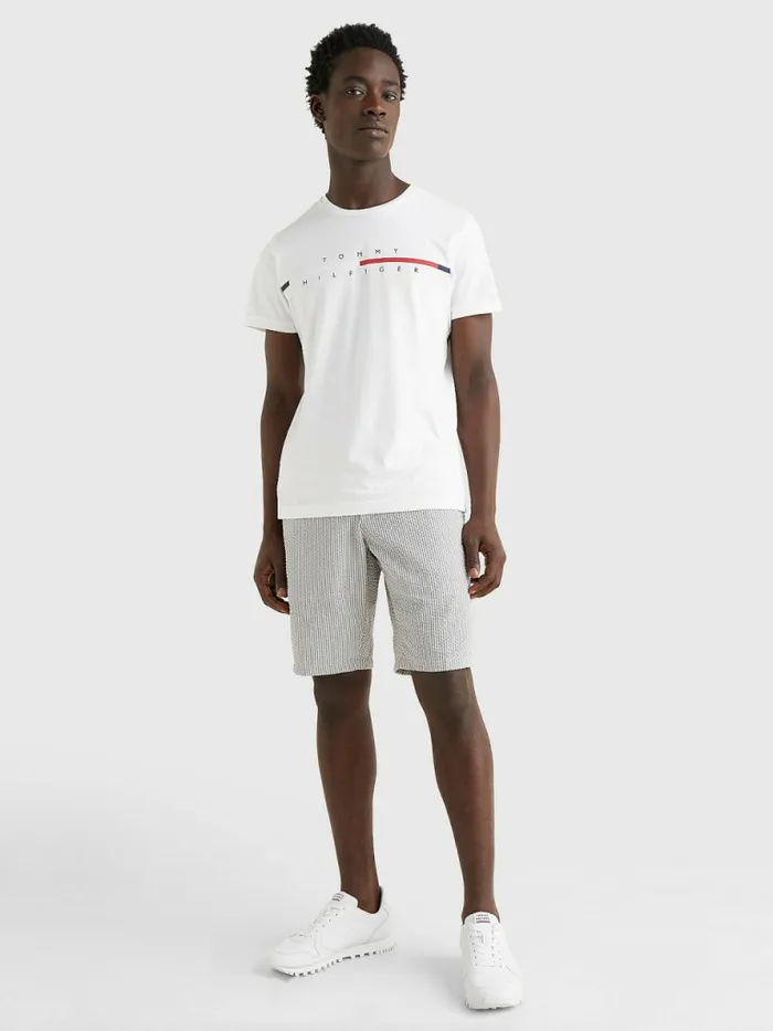 Tommy Hilfiger Signature Split Logo TShirt White Mens TShirts For Sale