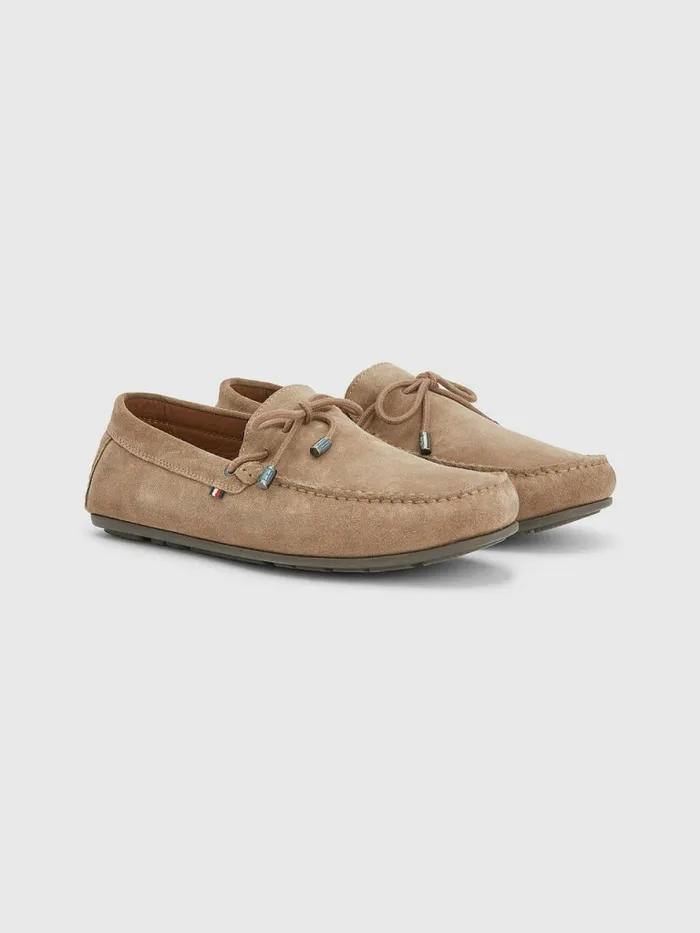 Tommy Hilfiger Signature Suede Driver Shoes With Laces Antilope Mens Casual Shoes For Sale Tommy Hilfiger Signature Suede Driver Shoes With Laces Antilope Mens Casual Shoes For Sale