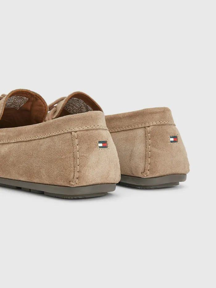 Tommy Hilfiger Signature Suede Driver Shoes With Laces Antilope Mens Casual Shoes For Sale
