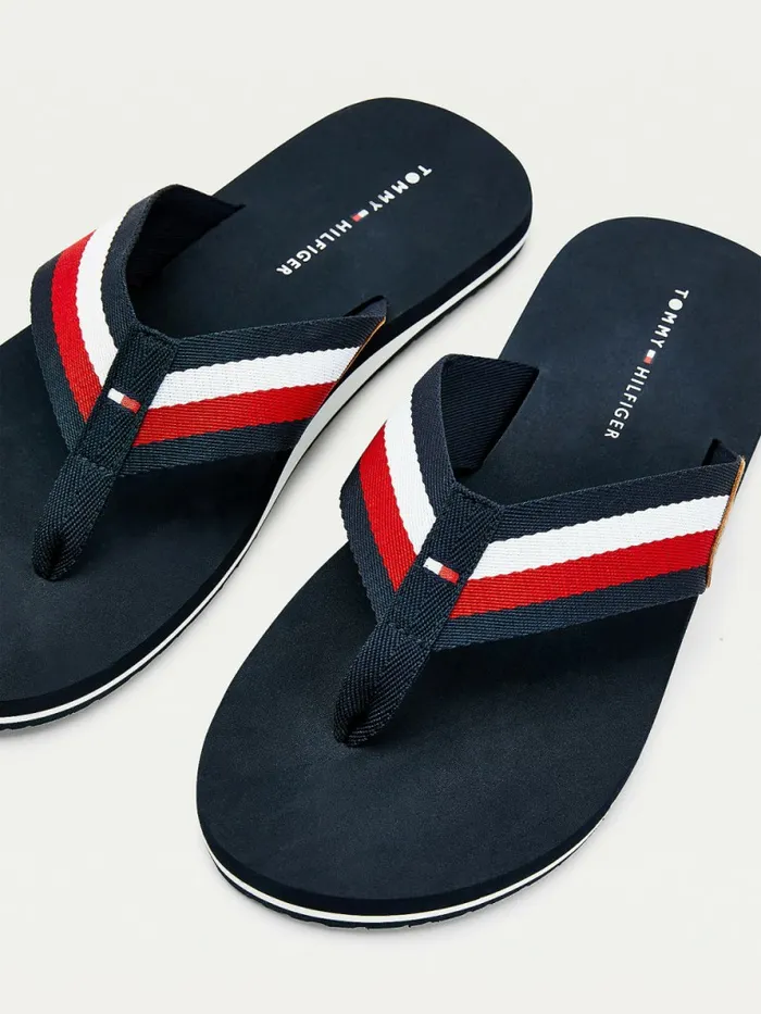 Tommy Hilfiger Signature Tape FlipFlops Desert Sky Mens Sandals Sliders and Flip Flops Near Me