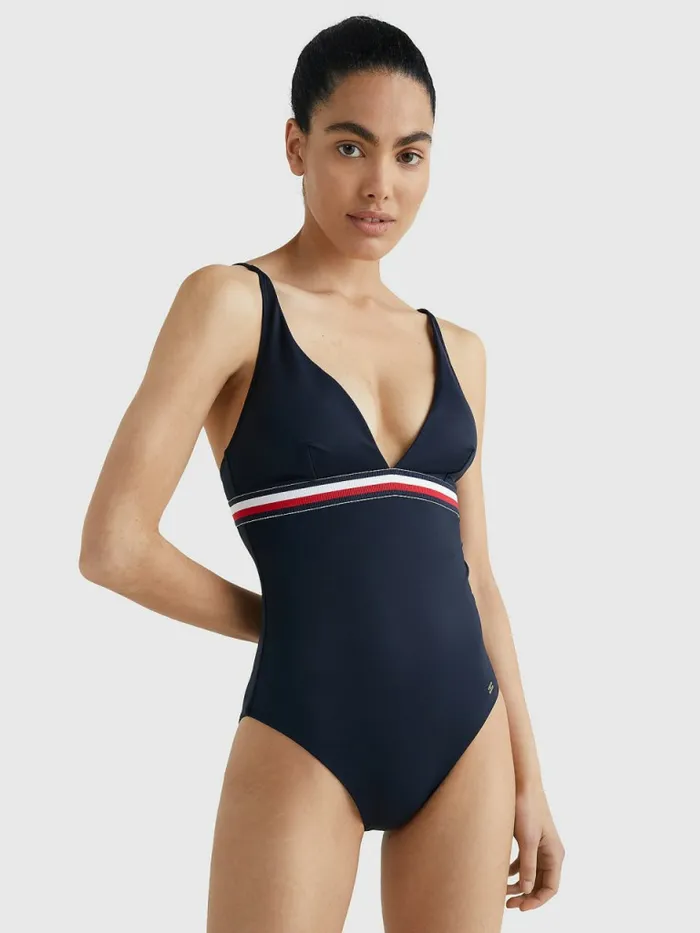 Tommy Hilfiger Signature Tape One Piece Swimsuit Desert Sky Womens Swimwear Gift Ideas Tommy Hilfiger Signature Tape One Piece Swimsuit Desert Sky Womens Swimwear Gift Ideas
