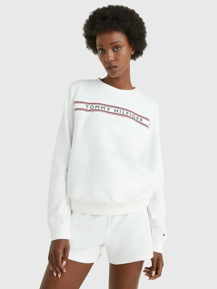Tommy Hilfiger Signature Tape Sweatshirt White Womens Sweatshirts and Hoodies Near Me Tommy Hilfiger Signature Tape Sweatshirt White Womens Sweatshirts and Hoodies Near Me