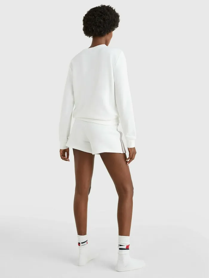 Tommy Hilfiger Signature Tape Sweatshirt White Womens Sweatshirts and Hoodies Near Me