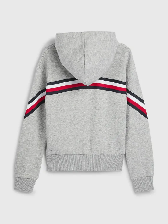 Tommy Hilfiger Signature Trim Slouchy Hoody Light Grey Heather Girls Sweatshirts and Hoodies Sale