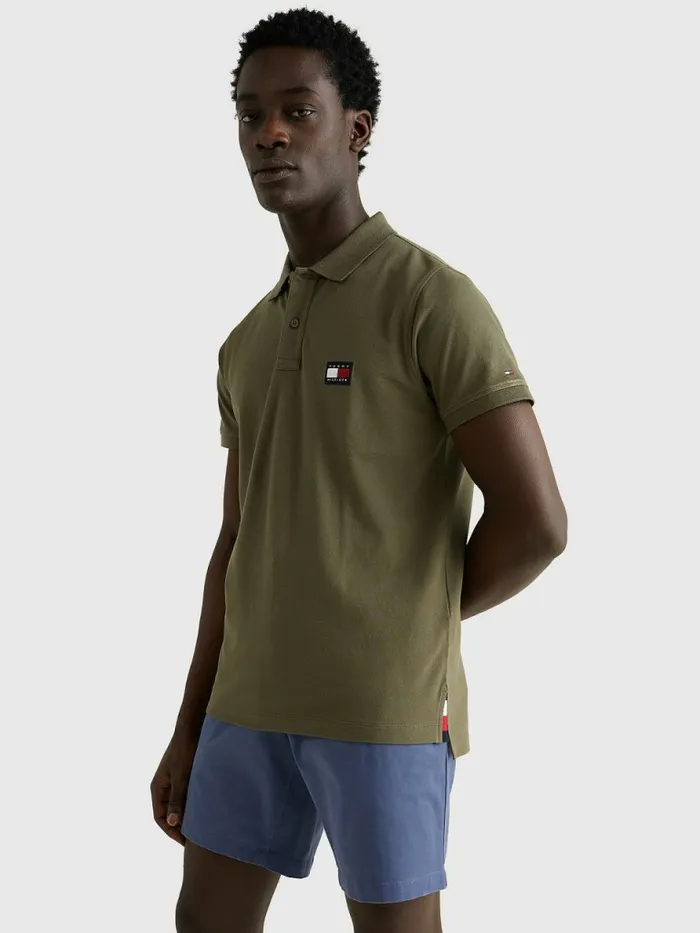 Tommy Hilfiger Signature Undercollar Slim Fit Polo Army Green Mens Polo Shirts Gift for Friend Tommy Hilfiger Signature Undercollar Slim Fit Polo Army Green Mens Polo Shirts Gift for Friend