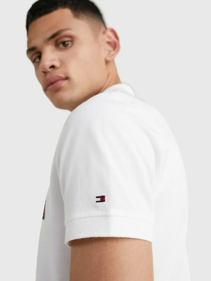 Tommy Hilfiger Signature Undercollar Slim Fit Polo White Mens Polo Shirts Fashion