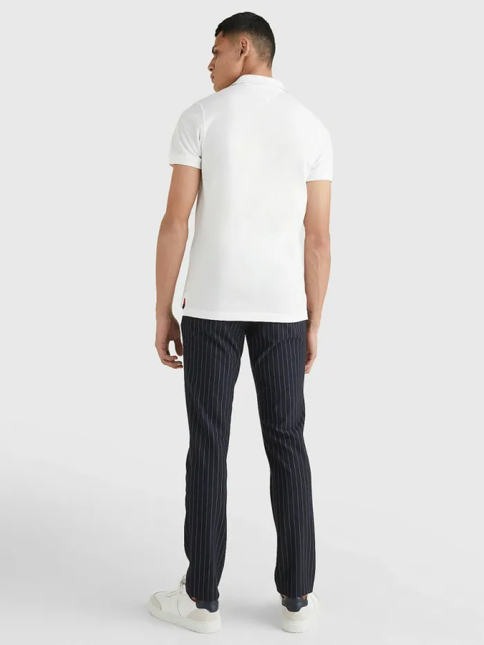 Tommy Hilfiger Signature Undercollar Slim Fit Polo White Mens Polo Shirts Fashion