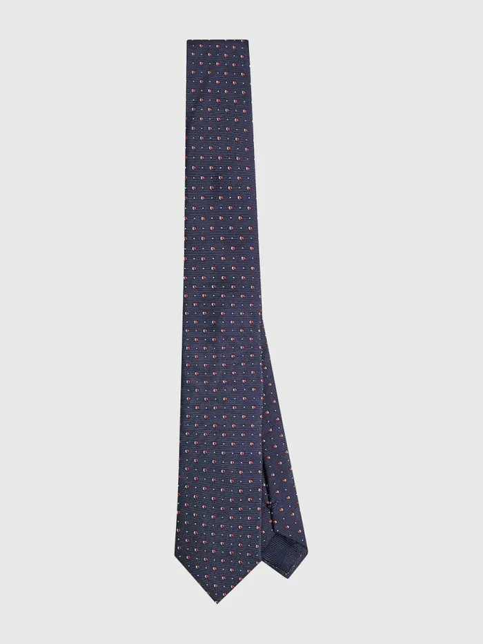 Tommy Hilfiger Silk Polka Dot Tie NavyRedWhite Mens Ties and Pocket Squares
