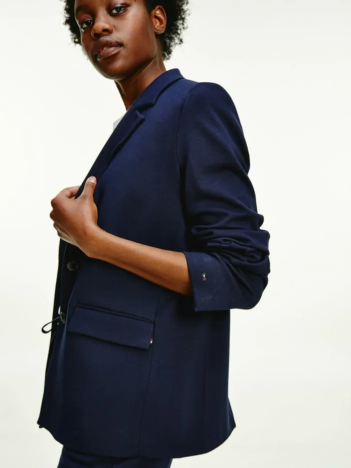 Tommy Hilfiger Single Breasted Relaxed Fit Blazer Desert Sky Womens Blazers