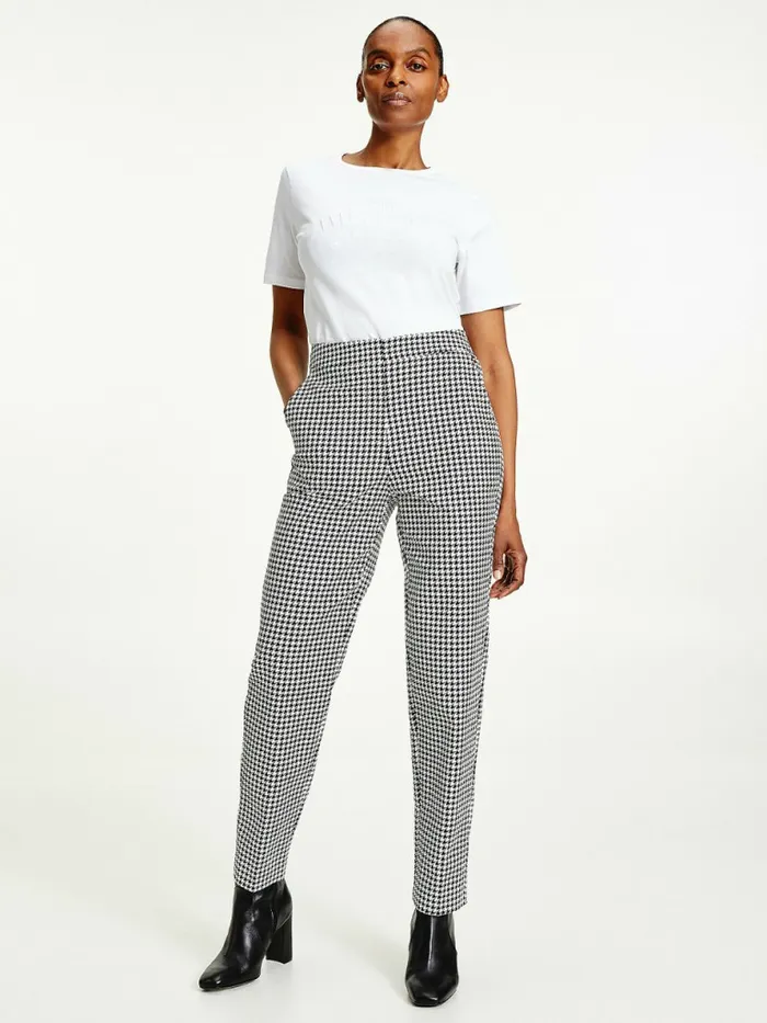 Tommy Hilfiger Slim Ankle Trousers Small HoundstoothDesert Sky Ecru Womens Trousers Tommy Hilfiger Slim Ankle Trousers Small HoundstoothDesert Sky Ecru Womens Trousers