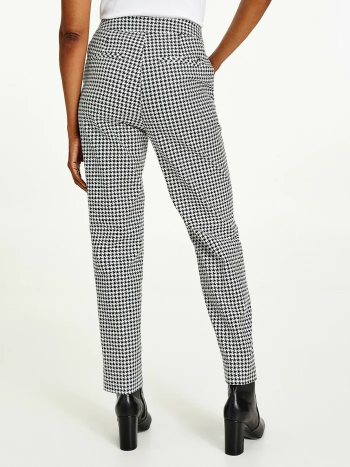 Tommy Hilfiger Slim Ankle Trousers Small HoundstoothDesert Sky Ecru Womens Trousers