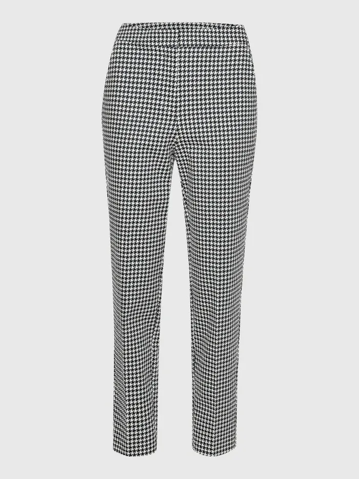 Tommy Hilfiger Slim Ankle Trousers Small HoundstoothDesert Sky Ecru Womens Trousers