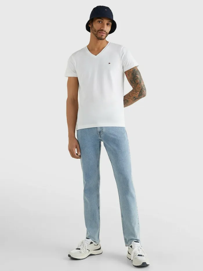 Tommy Hilfiger Slim Fit Cotton TShirt Bright White Mens Essentials