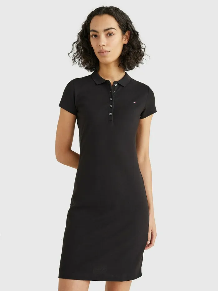 Tommy Hilfiger Slim Fit Polo Dress Black Womens Dresses and Jumpsuits Online