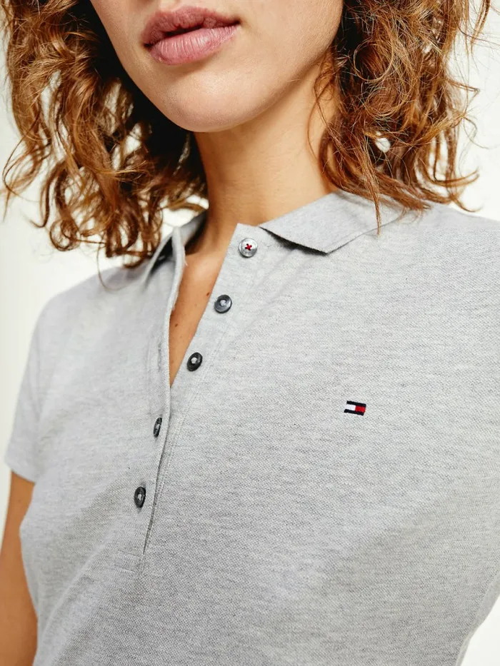 Tommy Hilfiger Slim Fit Polo Light Grey Heather Womens Polo Shirts Near Me