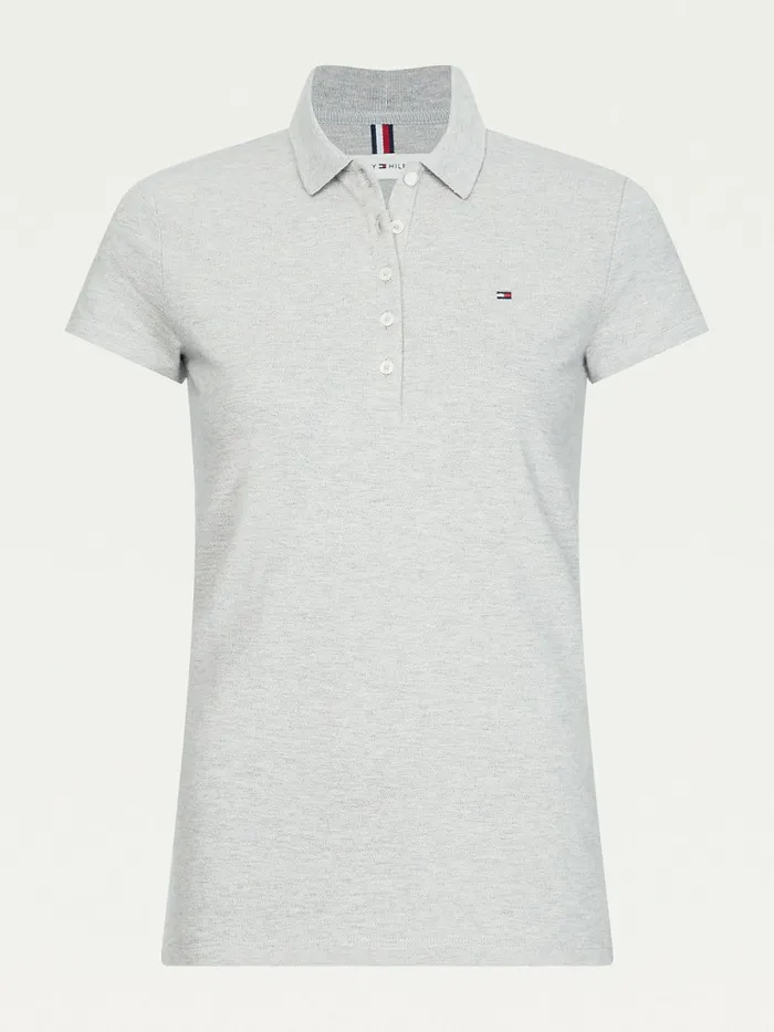 Tommy Hilfiger Slim Fit Polo Light Grey Heather Womens Polo Shirts Near Me
