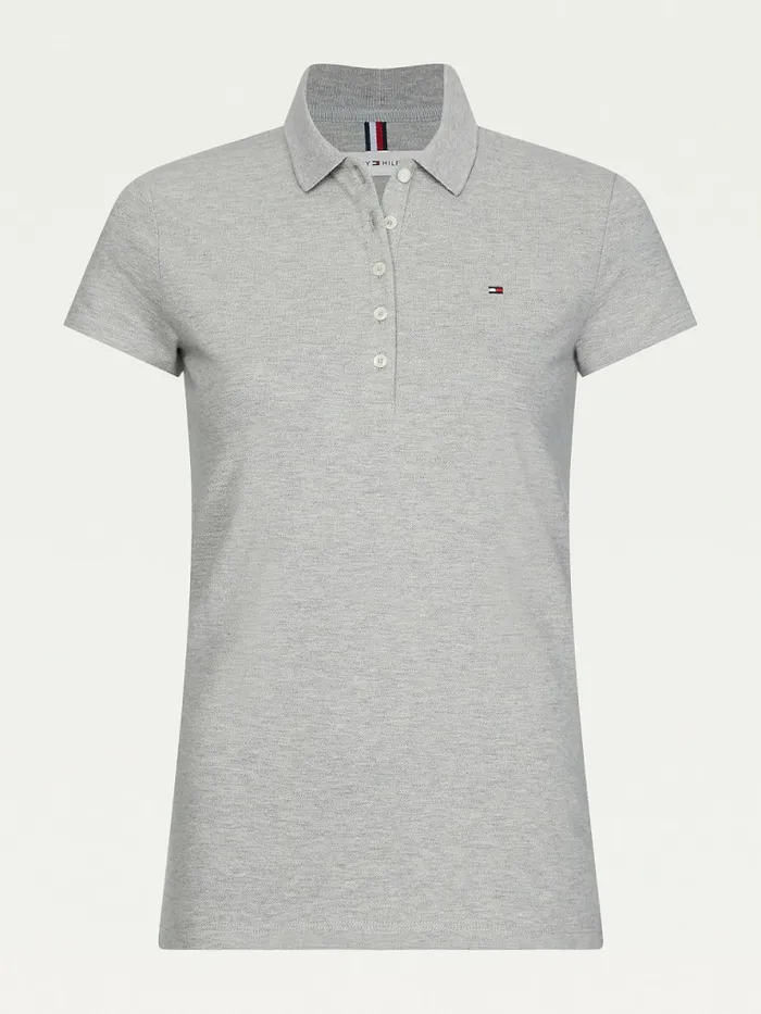 Tommy Hilfiger Slim Fit Polo Light Grey Heather Womens Polo Shirts Near Me