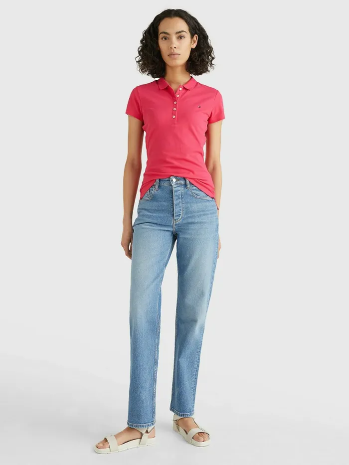Tommy Hilfiger Slim Fit Polo Pink Splendor Womens Polo Shirts Cheap On Sale