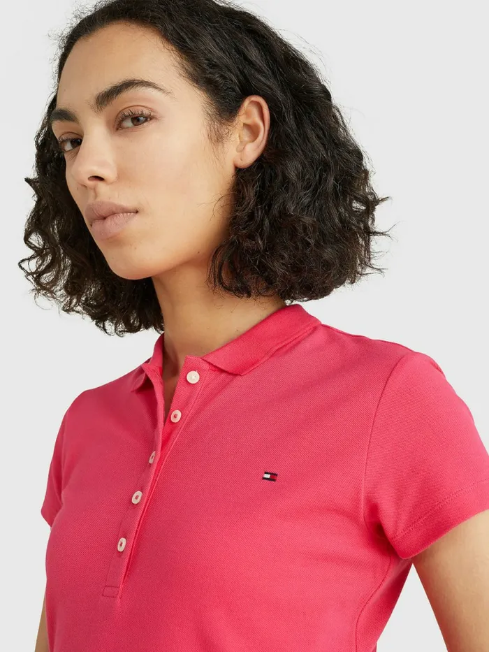 Tommy Hilfiger Slim Fit Polo Pink Splendor Womens Polo Shirts Cheap On Sale