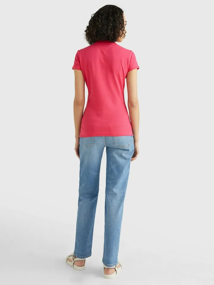 Tommy Hilfiger Slim Fit Polo Pink Splendor Womens Polo Shirts Cheap On Sale