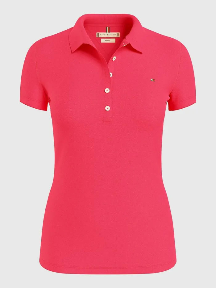 Tommy Hilfiger Slim Fit Polo Pink Splendor Womens Polo Shirts Cheap On Sale