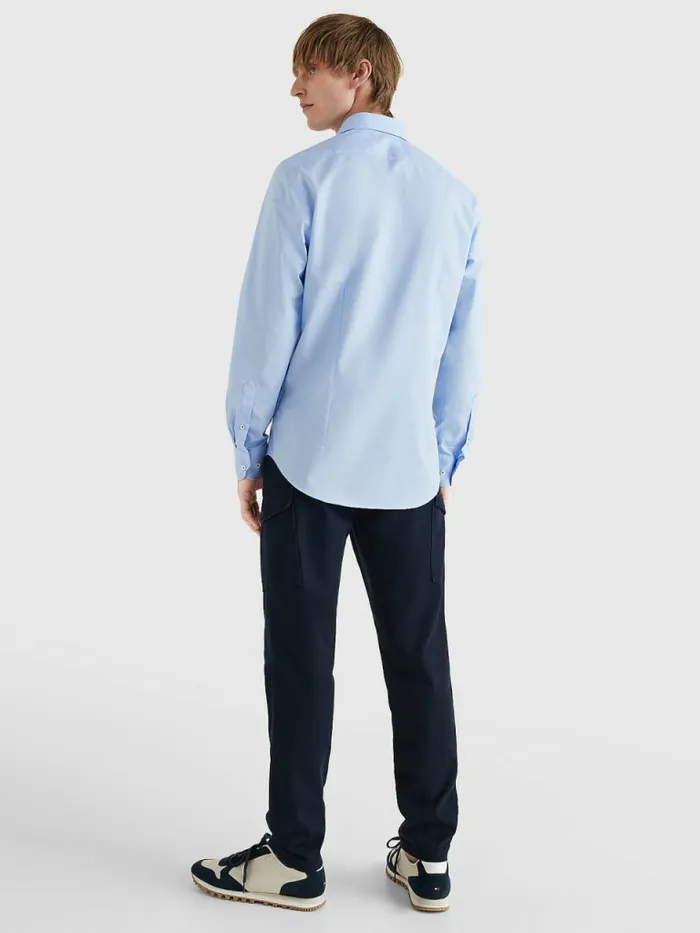Tommy Hilfiger Slim Fit Poplin Shirt Custom Color Light Blue Mens Essentials