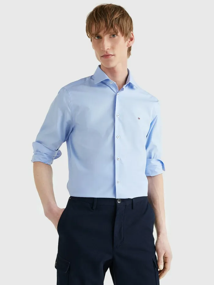 Tommy Hilfiger Slim Fit Poplin Shirt Custom Color Light Blue Mens Shirts Online Tommy Hilfiger Slim Fit Poplin Shirt Custom Color Light Blue Mens Shirts Online
