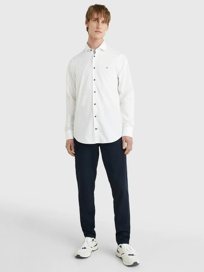 Tommy Hilfiger Slim Fit Poplin Shirt White Mens Essentials