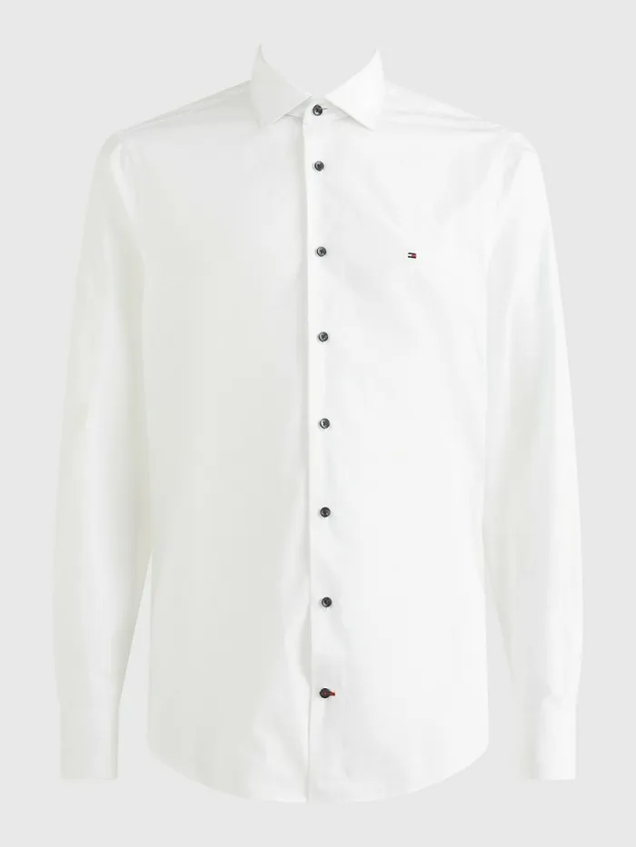 Tommy Hilfiger Slim Fit Poplin Shirt White Mens Essentials