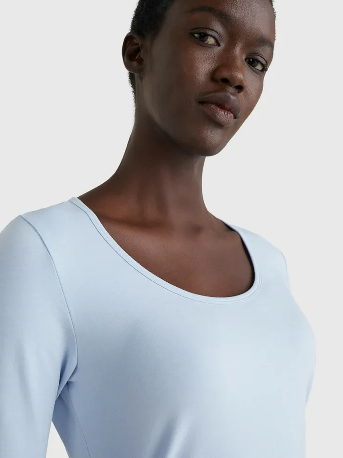 Tommy Hilfiger Slim Fit Scoop Neck TShirt Breezy Blue Womens TShirts Cheap On Sale